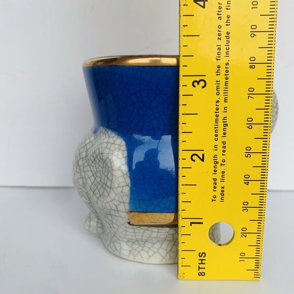 Vintage Fitz & Floyd 3D Elephant Crackled Ceramic Espresso Coffee Mug Cup - Picture 8 of 9